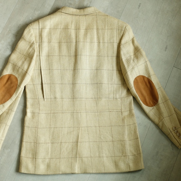 Boys Blazer Polo Ralph Lauren Linen Silk Blend Windowpane Beige Size 16 Like New - Picture 11 of 11